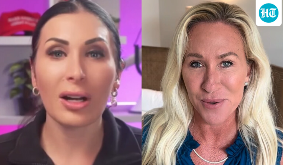 Laura Loomer mocks Marjorie Taylor Greene’s Cameo launch. (Laura Loomer/Instagram, Marjorie Taylor Greene/Instagram)