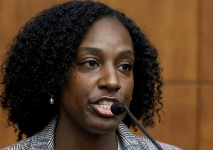 Witness Latiesha Dukes, a mental health clinician, testifies during Lindsay Clancy's murder trial at Plymouth Superior Court in Plymouth, Massachusetts, U.S., August 12, 2026. Mark Stockwell/Pool via REUTERS (via REUTERS)