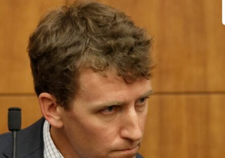 Patrick Clancy, the father of Cora, Dawson and Callan Clancy, looks on from the stand during Lindsay Clancy's murder trial. (REUTERS)