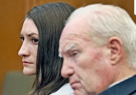 Lindsay Clancy and Kevin Reddington listen to the closing arguments by Jennifer Sprague in the Lindsay Clancy triple murder case in Plymouth Superior Court, in Plymouth, Massachusetts. (REUTERS)