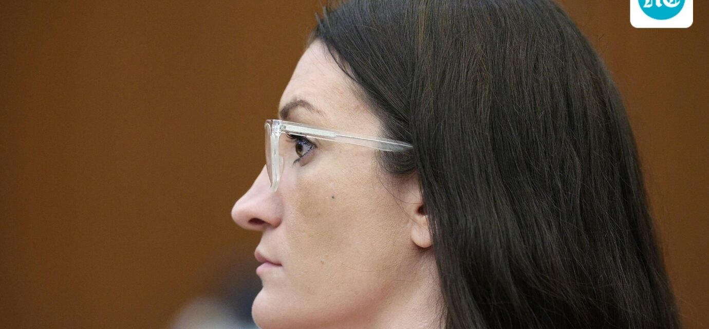 Defendant Lindsay Clancy listens to Dr. Jennifer Tufts on the witness stand during Lindsay Clancy's murder trial at Plymouth Superior Court, in Plymouth, Massachusetts. (via REUTERS)