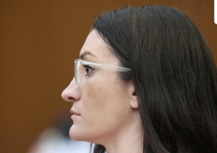 Defendant Lindsay Clancy listens to Dr. Jennifer Tufts on the witness stand during Lindsay Clancy's murder trial at Plymouth Superior Court, in Plymouth, Massachusetts. (via REUTERS)