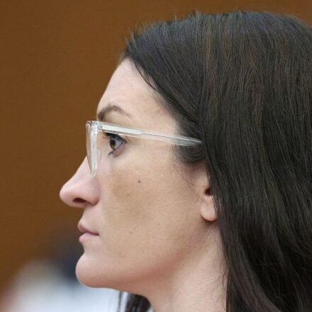 Defendant Lindsay Clancy listens to Dr. Jennifer Tufts on the witness stand during Lindsay Clancy's murder trial at Plymouth Superior Court, in Plymouth, Massachusetts. (via REUTERS)