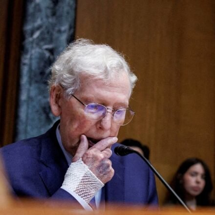 Senator Mitch McConnell speaks during a hearing on Capitol Hill in Washington, DC on May 19, 2026. (REUTERS)