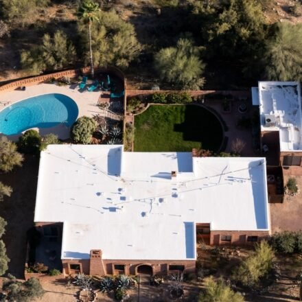 An aerial view of the home of Nancy Guthrie, the missing mother of "Today" show host Savannah Guthrie, in Tucson, Arizona. (AP Photo)