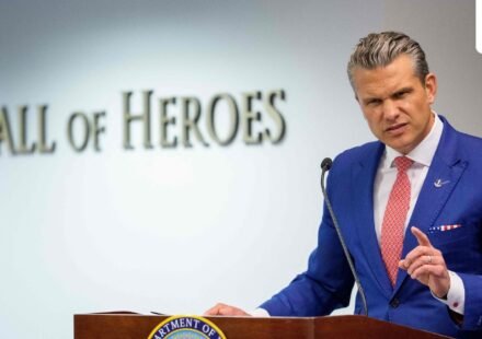 Secretary of War Pete Hegseth speaks during an event to honor Marines who were serving during the 2021 Abbey Gate bombing at the Pentagon. (Andrew Harnik/Getty Images/AFP )