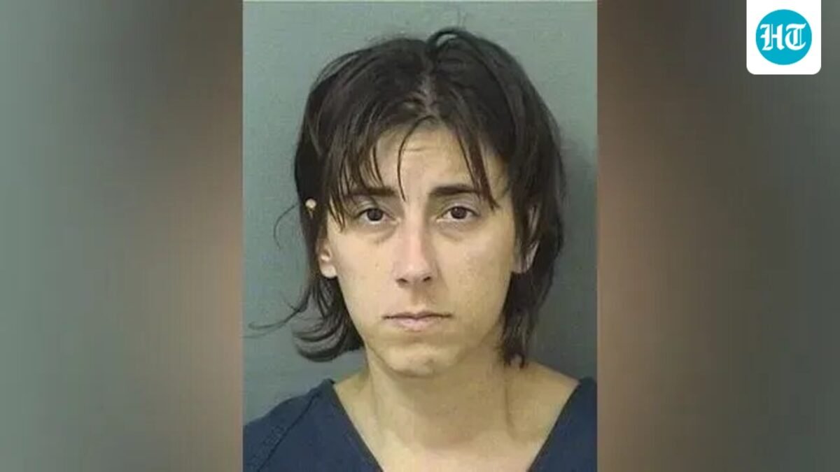 Alexa Rae Scharf, 29, is accused of aggravated assault after driving into a police checkpoint and crashing at a nearby estate. (Palm Beach County Jail)