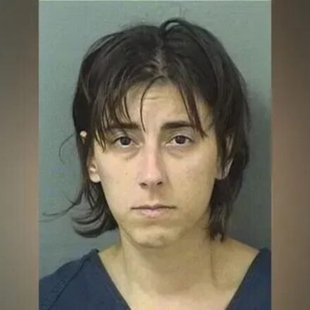 Alexa Rae Scharf, 29, is accused of aggravated assault after driving into a police checkpoint and crashing at a nearby estate. (Palm Beach County Jail)