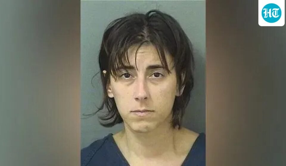 Alexa Rae Scharf, 29, is accused of aggravated assault after driving into a police checkpoint and crashing at a nearby estate. (Palm Beach County Jail)