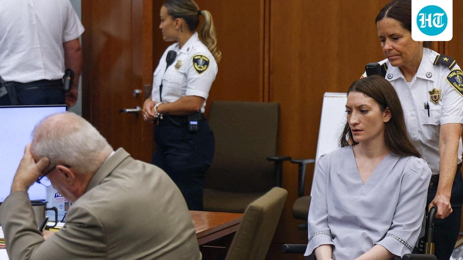 Lindsay Clancy uses a wheelchair during the trial. (Patrick Clancy's testimony, surveillance footage and phone records have provided jurors with a minute-by-minute account of January 24, 2023)