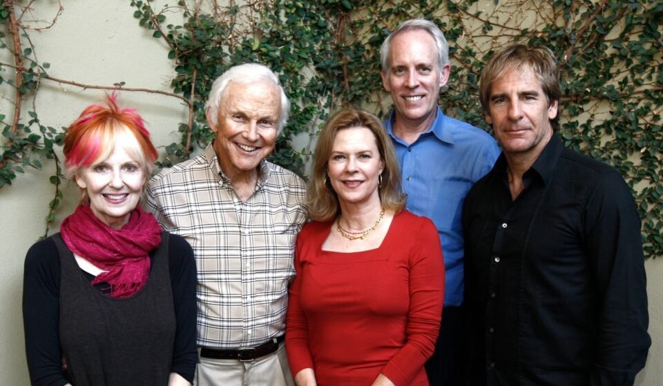 FILE - Shelley Fabares, left, poses for a group photo with other Screen Actors Guild Awards committee members, from left, Paul Napier, Chairwoman JoBeth Williams, Vice Chair Daryl Anderson and Scott Bakula during a tasting of the proposed menu and alternatives for the SAG Awards by Lucques Catering, Sept. 29. 2009, in Los Angeles. (AP Photo/Matt Sayles)