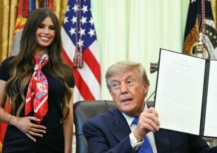 Jayme Franklin, former Trump staffer and CEO of The Conservateur, responds to absurd theories about her nodding at a vaccine announcement, revealing she is pregnant. (AFP)