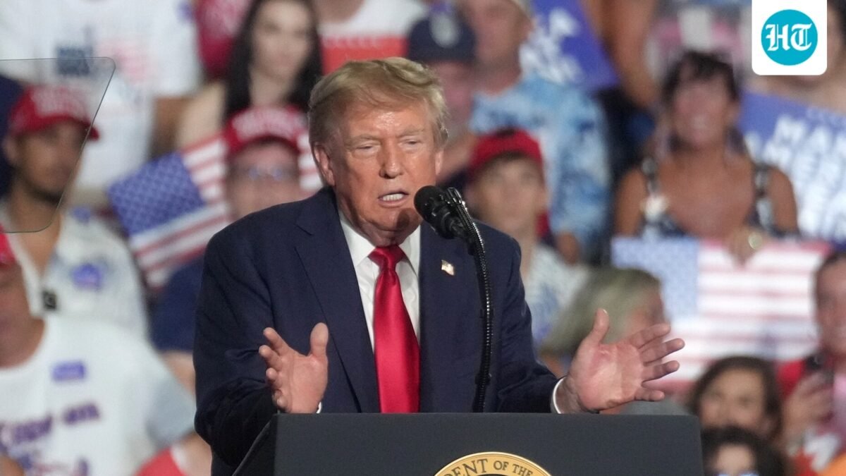 Donald Trump speaks at a campaign rally for Sen. Darline Graham, as she competes in a special Republican primary. (AP Photo/Meg Kinnard)