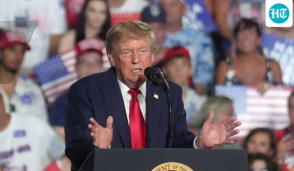 Donald Trump speaks at a campaign rally for Sen. Darline Graham, as she competes in a special Republican primary. (AP Photo/Meg Kinnard)