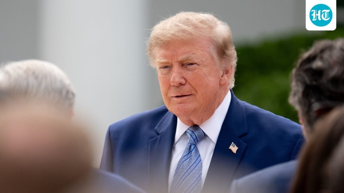 US President Donald Trump arrives for a Fostering the Future event in the Rose Garden of the White House in Washington, DC. (Bloomberg)