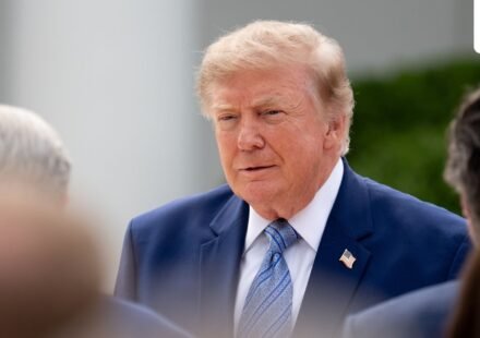 US President Donald Trump arrives for a Fostering the Future event in the Rose Garden of the White House in Washington, DC. (Bloomberg)