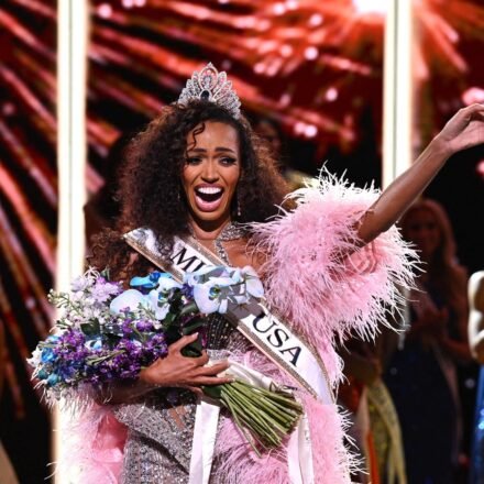 Miss Virginia USA 2026 Justus Kelley is crowned Miss USA 2026 onstage during the 2026 Miss USA Final Competition & Coronation at Adrienne Arsht Center for the Performing Arts on August 27, 2026 in Miami, Florida. (Getty Images via AFP)