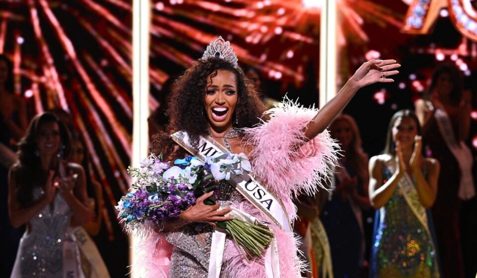 Miss Virginia USA 2026 Justus Kelley is crowned Miss USA 2026 onstage during the 2026 Miss USA Final Competition & Coronation at Adrienne Arsht Center for the Performing Arts on August 27, 2026 in Miami, Florida. (Getty Images via AFP)