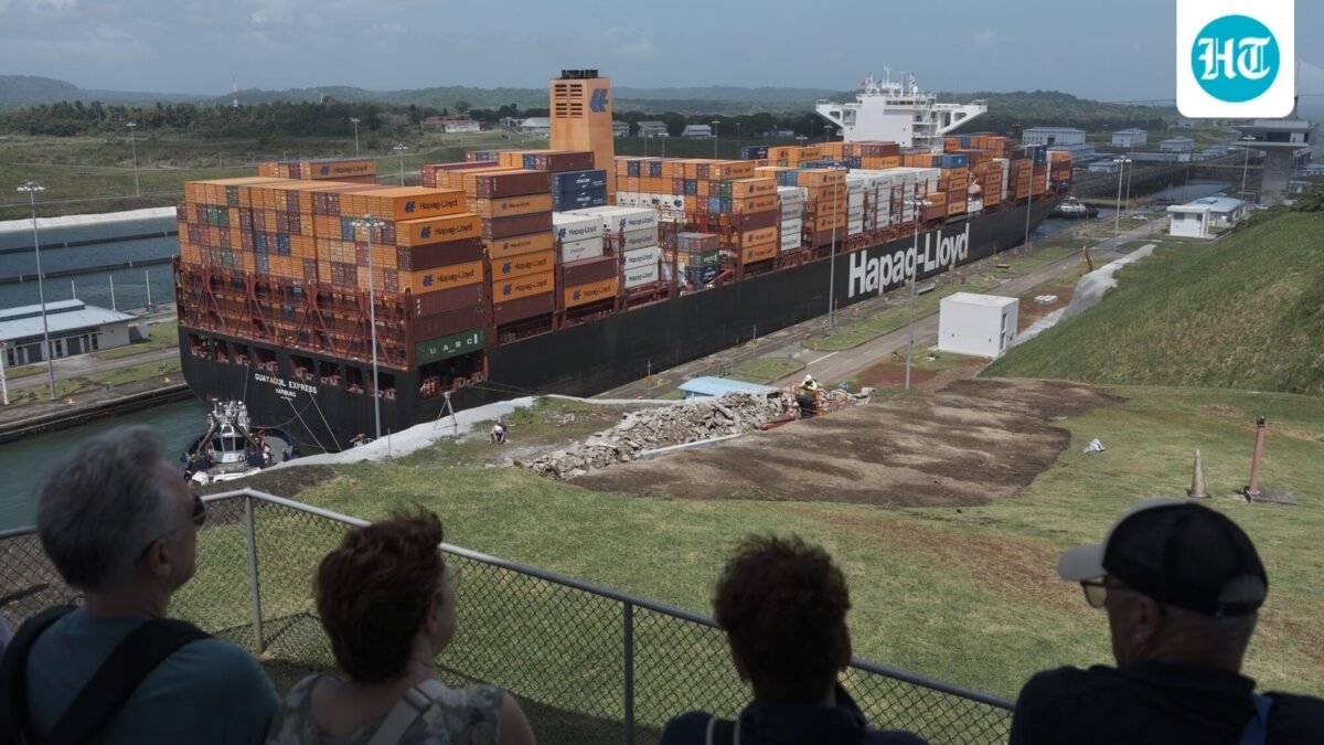A container ship navigates the Agua Clara locks of the Panama Canal. (Bloomberg)