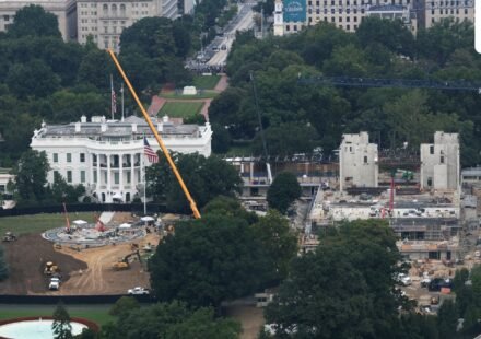 The helipad and ballroom under construction at the White House in Washington, D.C., US. (REUTERS)