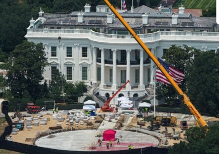 The White House and the Ballroom construction as seen from a window at the Washington Monument, in Washington, DC, July 15, 2026. (REUTERS)
