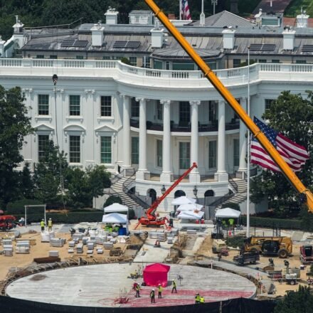 The White House and the Ballroom construction as seen from a window at the Washington Monument, in Washington, DC, July 15, 2026. (REUTERS)