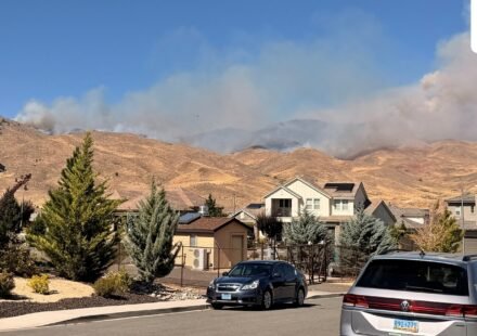 Smoke rises during wildfire in Reno, Nevada, U.S., in this picture taken from social media. (Natalie Wainwright via REUTERS)