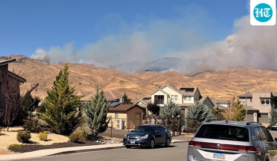 Smoke rises during wildfire in Reno, Nevada, U.S., in this picture taken from social media. (Natalie Wainwright via REUTERS)