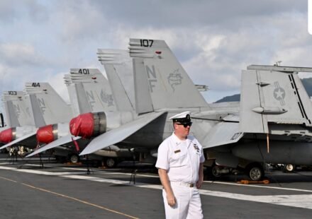 Unverified USS George Washington photos raise questions about ship conditions, while its long overhaul highlights wider US Navy maintenance pressures.. (Photo by Nhac NGUYEN / AFP) (AFP)