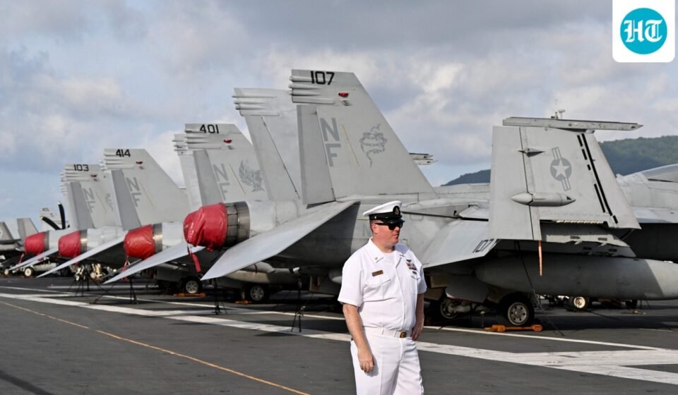 Unverified USS George Washington photos raise questions about ship conditions, while its long overhaul highlights wider US Navy maintenance pressures.. (Photo by Nhac NGUYEN / AFP) (AFP)