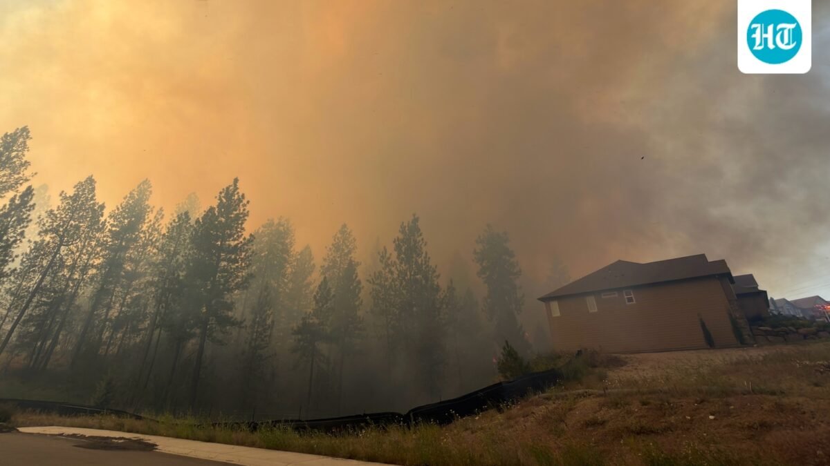 This photo provided by Spokane Fire District 9 shows the Upriver Fire burning northeast of Spokane, Wash., on Tuesday, June 16, 2026. (Robert Gray/Spokane Fire District 9 via AP) (Spokane Fire District 9 via AP)