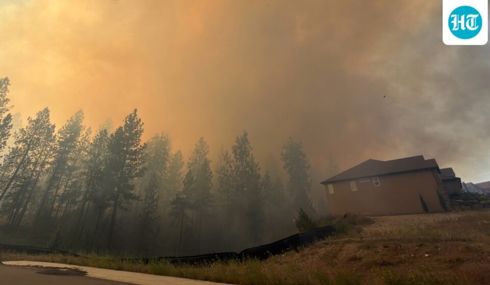 This photo provided by Spokane Fire District 9 shows the Upriver Fire burning northeast of Spokane, Wash., on Tuesday, June 16, 2026. (Robert Gray/Spokane Fire District 9 via AP) (Spokane Fire District 9 via AP)