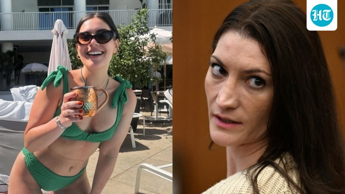 Brittany Romano has been identified as the journalist who was 'smiling and winking' at the camera during the Lindsay Clancy trial. (Instagram/itsbrittanyromano, X/@VHSDVDBLURAY4K)