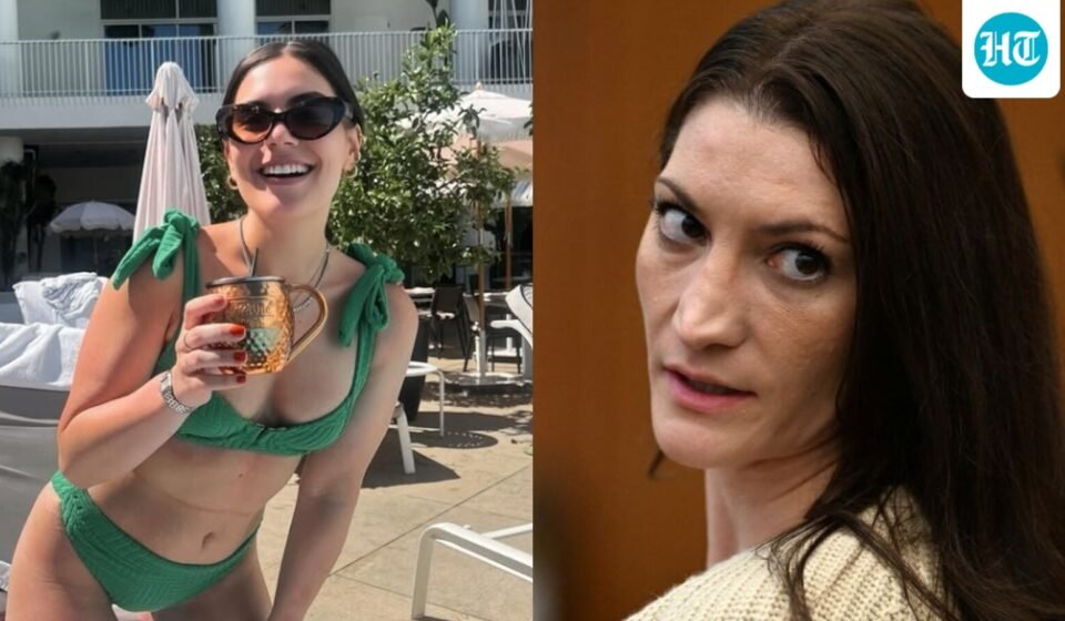 Brittany Romano has been identified as the journalist who was 'smiling and winking' at the camera during the Lindsay Clancy trial. (Instagram/itsbrittanyromano, X/@VHSDVDBLURAY4K)