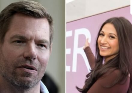 Katie Miller-Eric Swalwell past relationship rumors emerge (AP Photo/Rich Pedroncelli, File, katiemiller/Instagram)