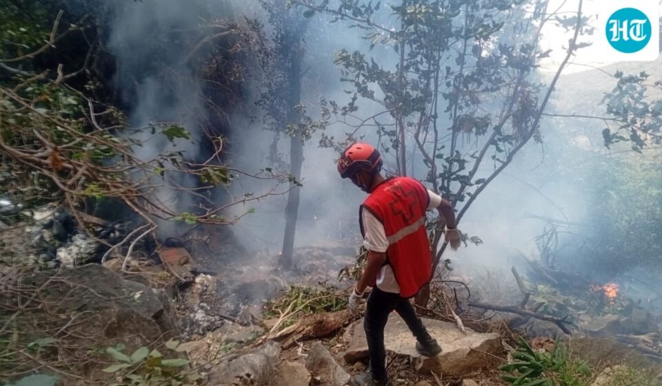 A rescue official works at the site of a tourist helicopter crash that caused multiple casualties, according to the police, in Samburu County, Kenya, August 19, 2026. (via REUTERS)