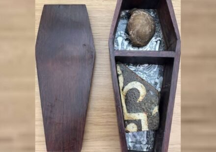 In 1956, an 11-year-old took an abbot’s kneecap and medieval tile from Glastonbury Abbey; 70 years later, his widow returned it from Australia