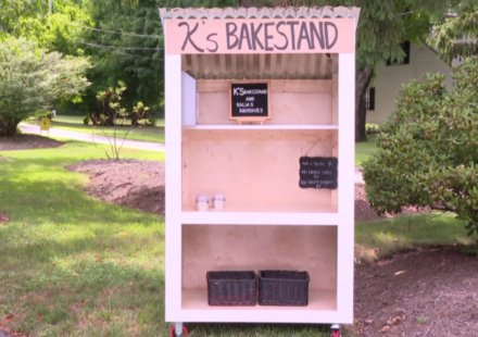 A Cumberland mother's new farm stand was stolen before she could use it; strangers John and Casey Adams rebuilt it for free, even after their tools were stolen