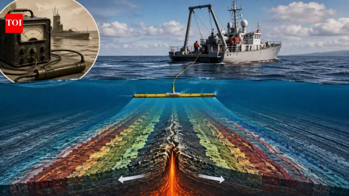 A World War II submarine detector was later used to map magnetic stripes on the seafloor, helping scientists prove that Earth’s tectonic plates move