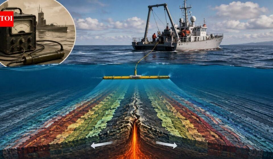A World War II submarine detector was later used to map magnetic stripes on the seafloor, helping scientists prove that Earth’s tectonic plates move
