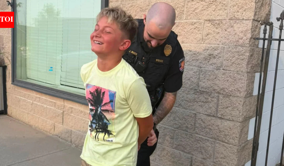 Colorado mom gets her son ‘arrested’ by police after he refuses to take a first-day-of-school photo, with officer handcuffing him in hilarious prank