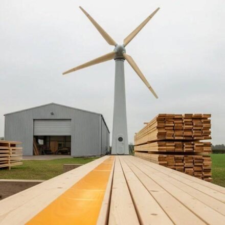German startup Voodin replaced fibreglass with laminated veneer lumber in 19.3-metre turbine blades; its new EU-backed factory targets fully recyclable blades at commercial scale