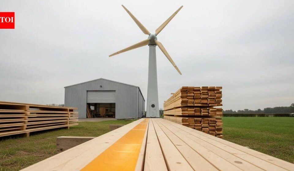 German startup Voodin replaced fibreglass with laminated veneer lumber in 19.3-metre turbine blades; its new EU-backed factory targets fully recyclable blades at commercial scale