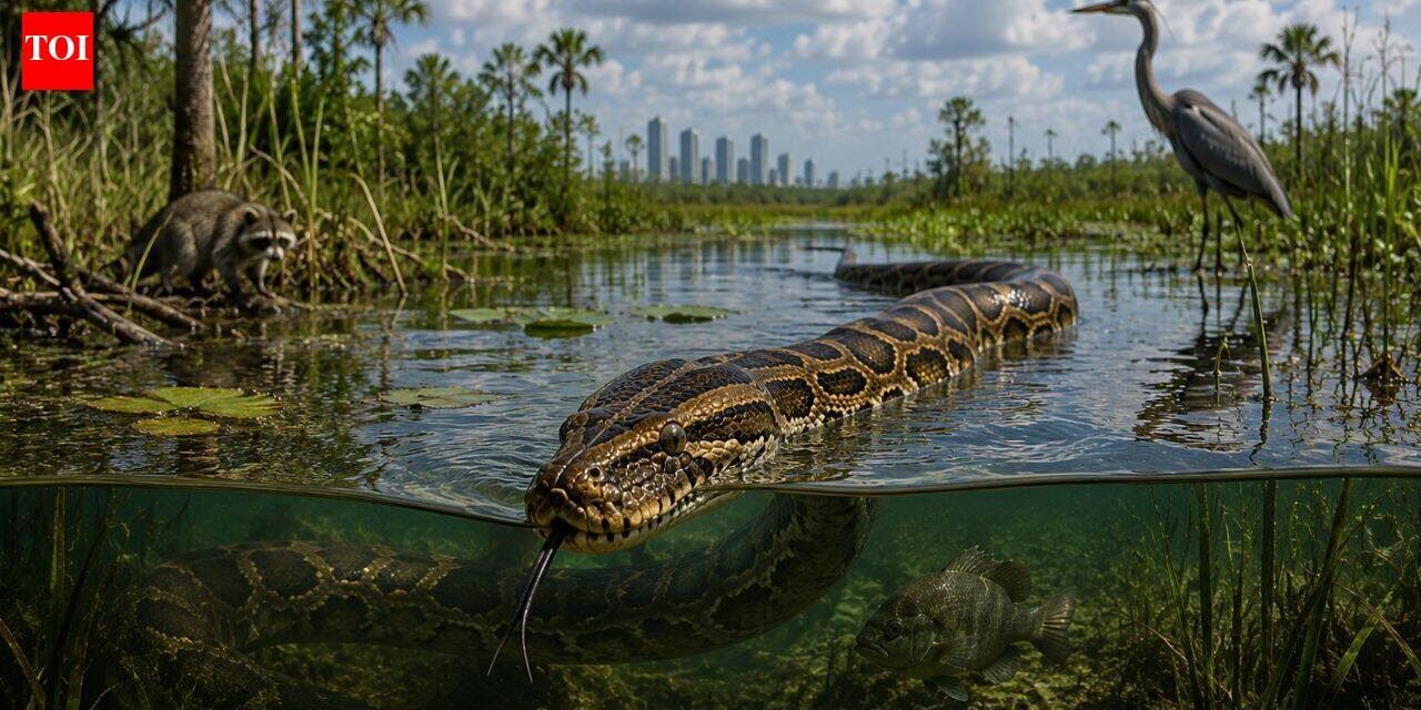 In the 1980s, Burmese pythons invaded Florida’s Everglades, and decades later raccoons fell 99.3%, opossums 98.9% and bobcats 87.5%