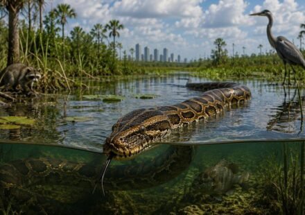 In the 1980s, Burmese pythons invaded Florida’s Everglades, and decades later raccoons fell 99.3%, opossums 98.9% and bobcats 87.5%