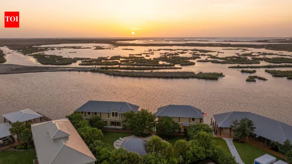 A Louisiana businessman built a house on floating barges so it could be towed into open water for duck season; the 22-person property is now asking $5.5 million