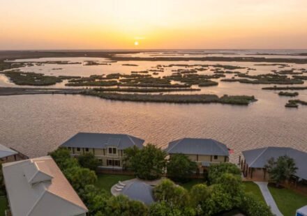 A Louisiana businessman built a house on floating barges so it could be towed into open water for duck season; the 22-person property is now asking $5.5 million