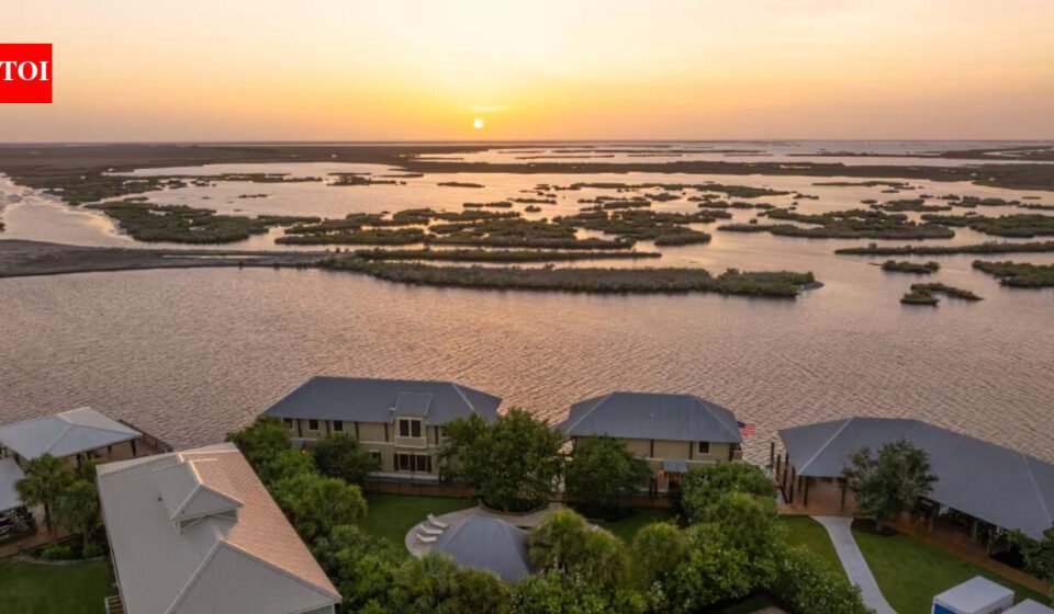 A Louisiana businessman built a house on floating barges so it could be towed into open water for duck season; the 22-person property is now asking $5.5 million
