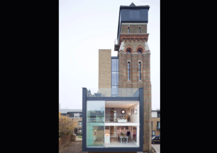 A British couple bought a derelict 85-foot, seven-storey Victorian water tower at auction; after years of painstaking work, the former asylum water supply became their family home