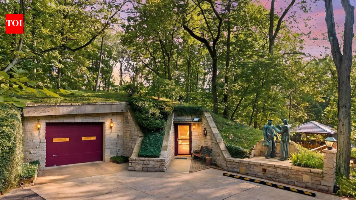 This Ohio home built entirely underground hits the market for $850,000 with a grass-covered roof that the owners literally have to mow